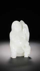 Chinese Qing Dynasty Hetian white jade figure