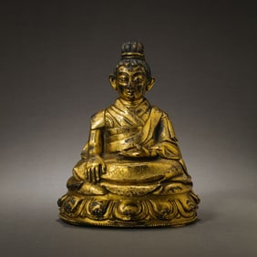 Chinese Qing Dynasty Gilt Bronze Seated Buddha Statue
