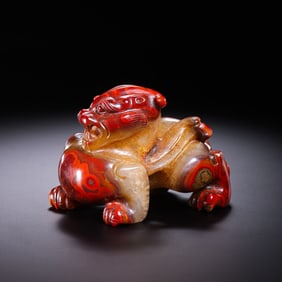 Red agate auspicious beast from the Warring States period in China