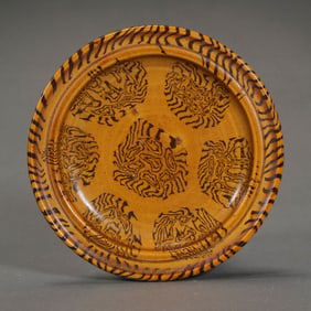 Chinese Tang Dynasty Yellow-glazed Marbled-glazed Dish with Folded Rim