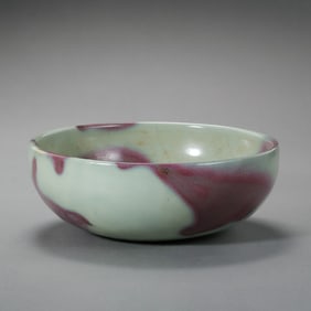 A round bowl with a sky-blue glaze and red decoration from the Jun kiln of the Northern Song Dynasty