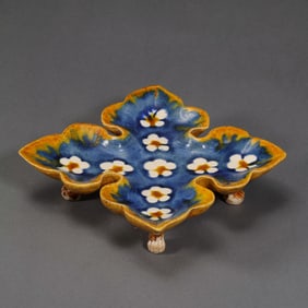 Chinese Tang Dynasty Tricolor Glazed Square Plate