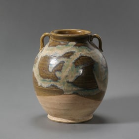 Chinese Tang Dynasty Lushan Flower-glazed Double-handled Jar