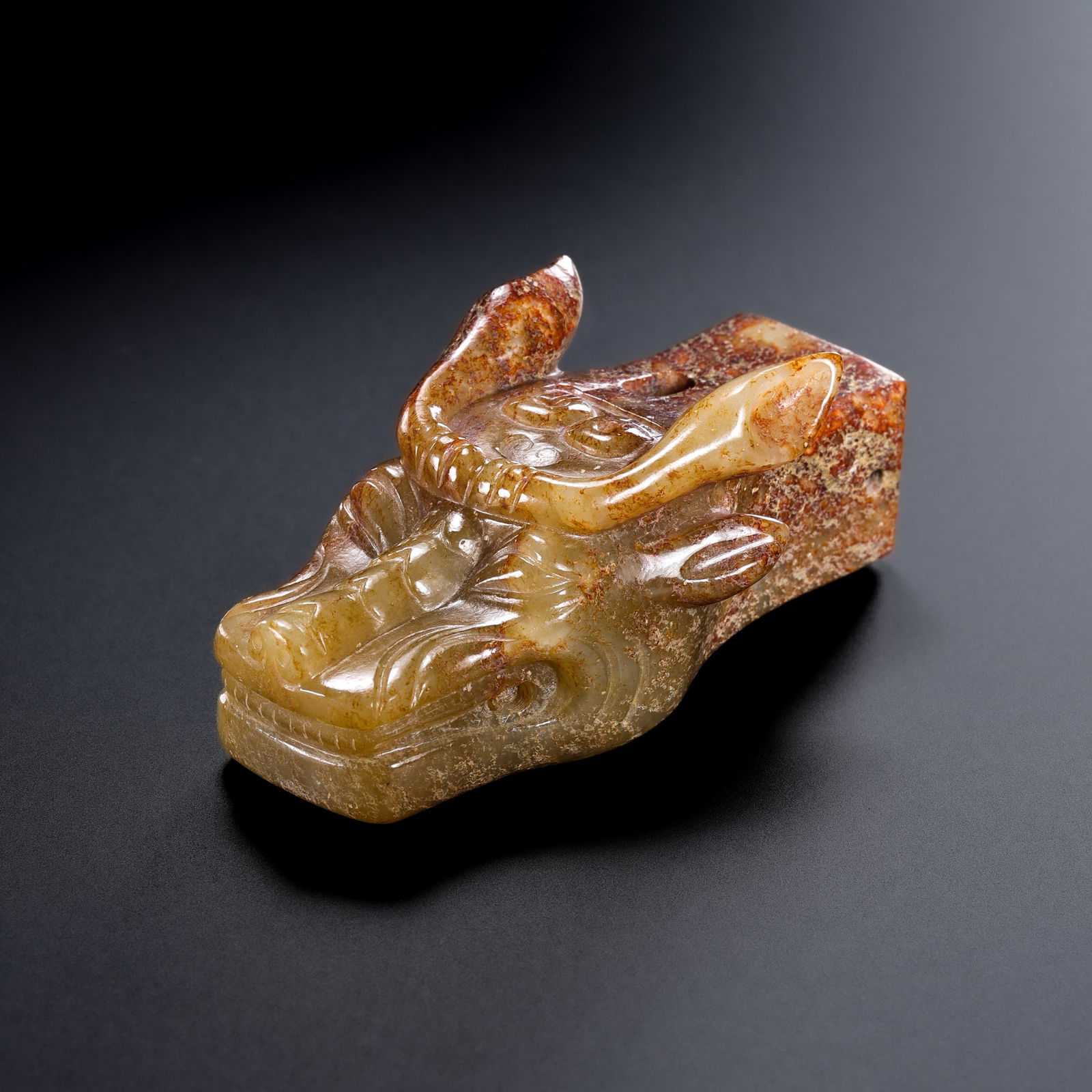 Jade animal head from the Han Dynasty in China (1 of 8)