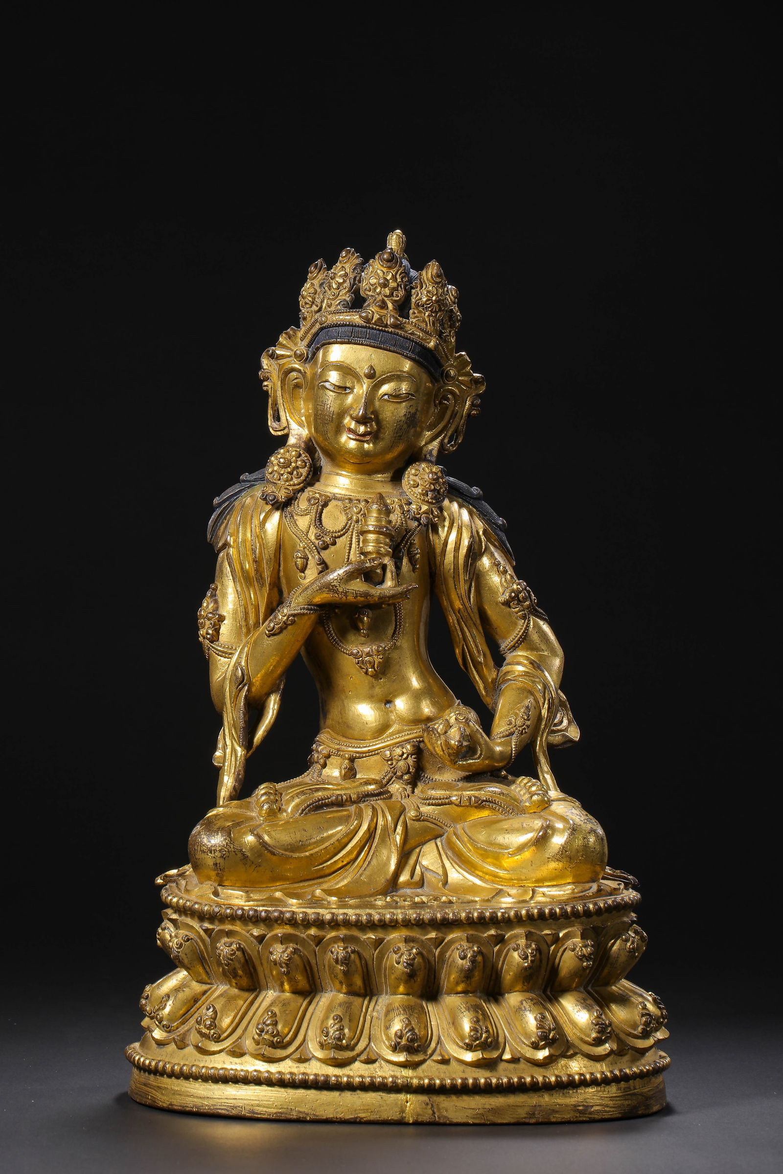 Gilt Bronze Seated Buddha Statue from the Yongle Period of the Ming Dynasty in China (1 of 10)