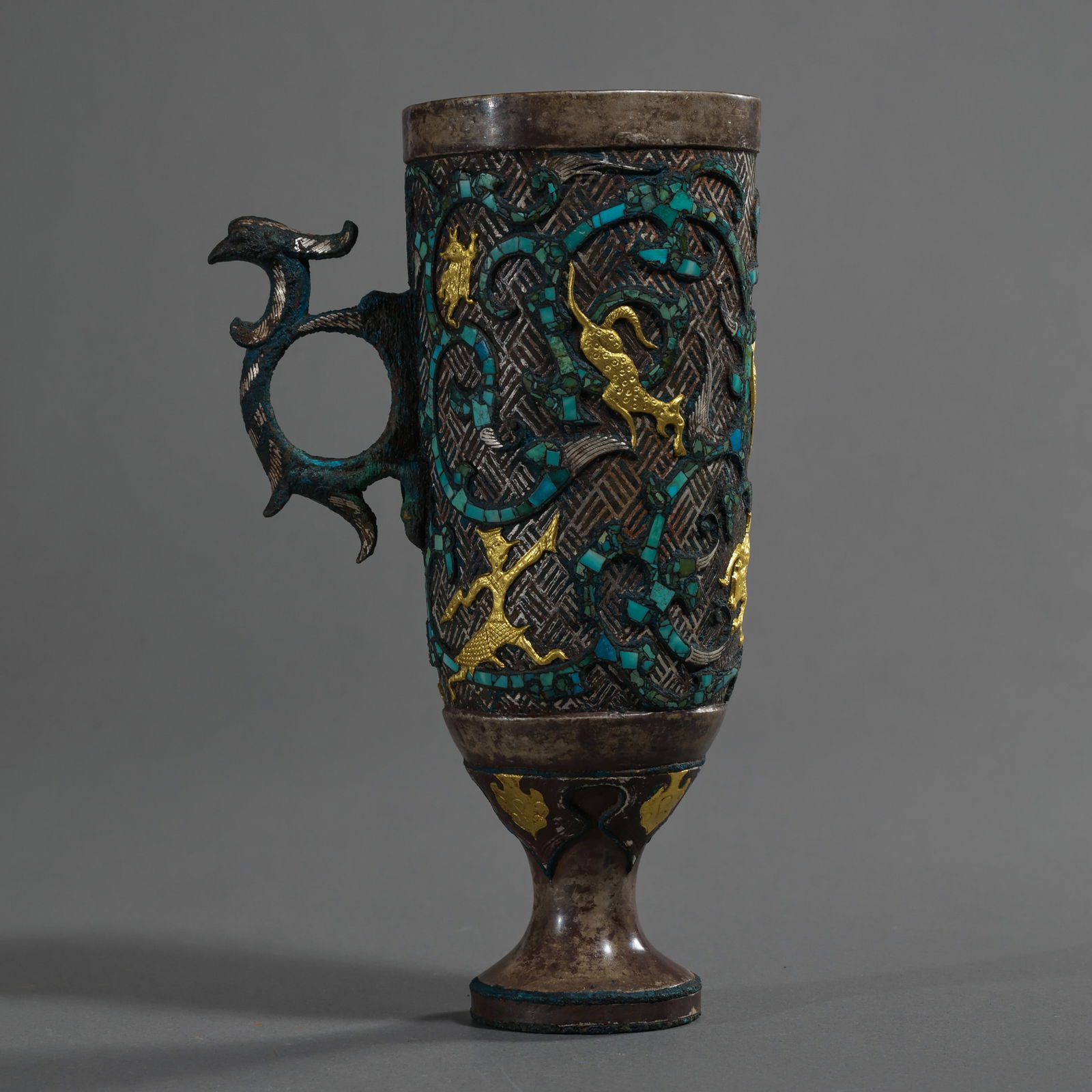 Gold and silver inlaid cup from the Warring States period of China (1 of 10)
