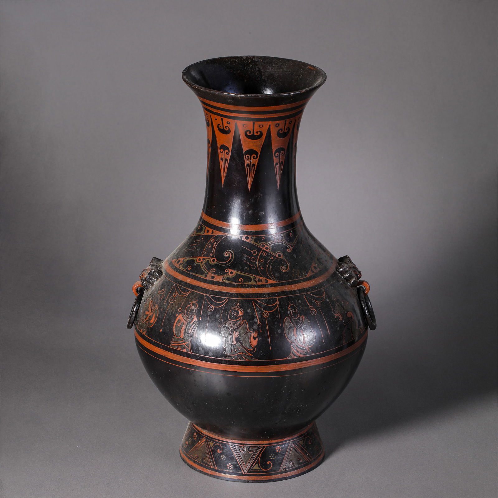 Chinese Han Dynasty wooden painted double-eared bottle (1 of 8)