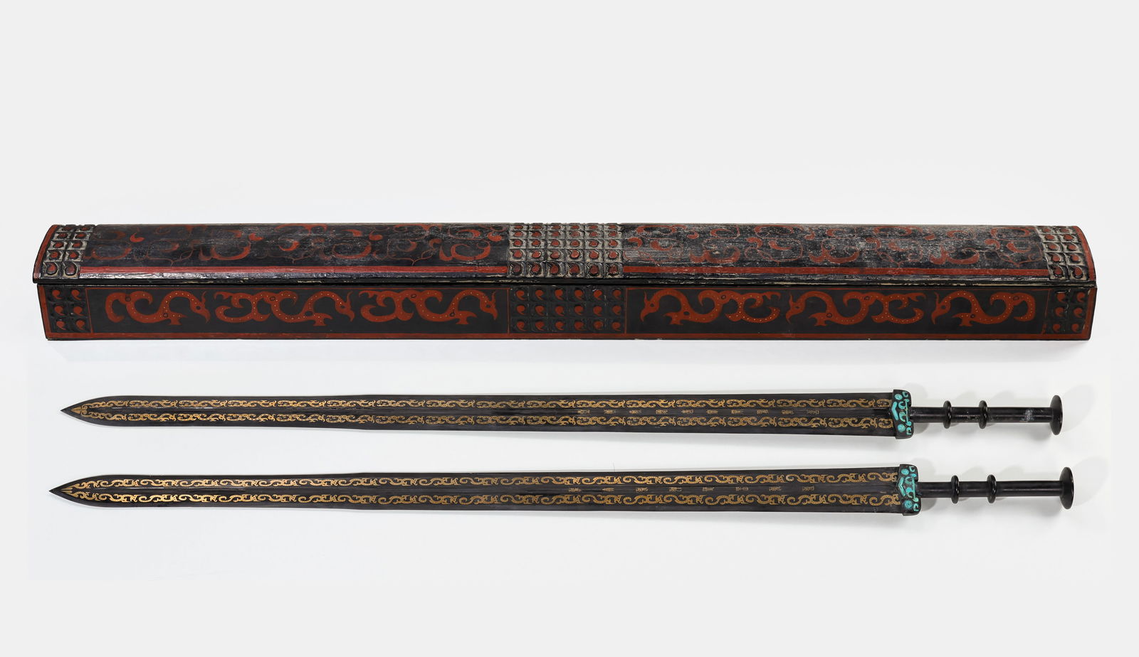 A set of gold and silver inlaid swords from the Warring States and Han Dynasties in China (1 of 18)