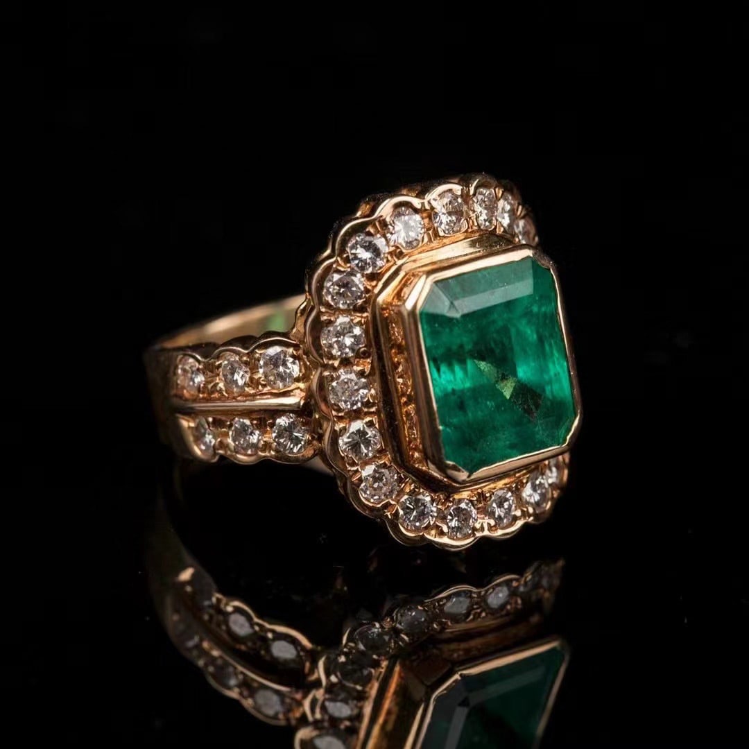 18k gold emerald ring - 2