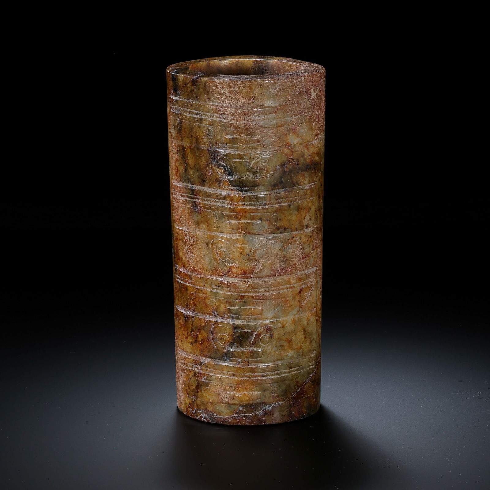 Jade Cong with Beast-Face Pattern from the Han Dynasty in China (1 of 9)