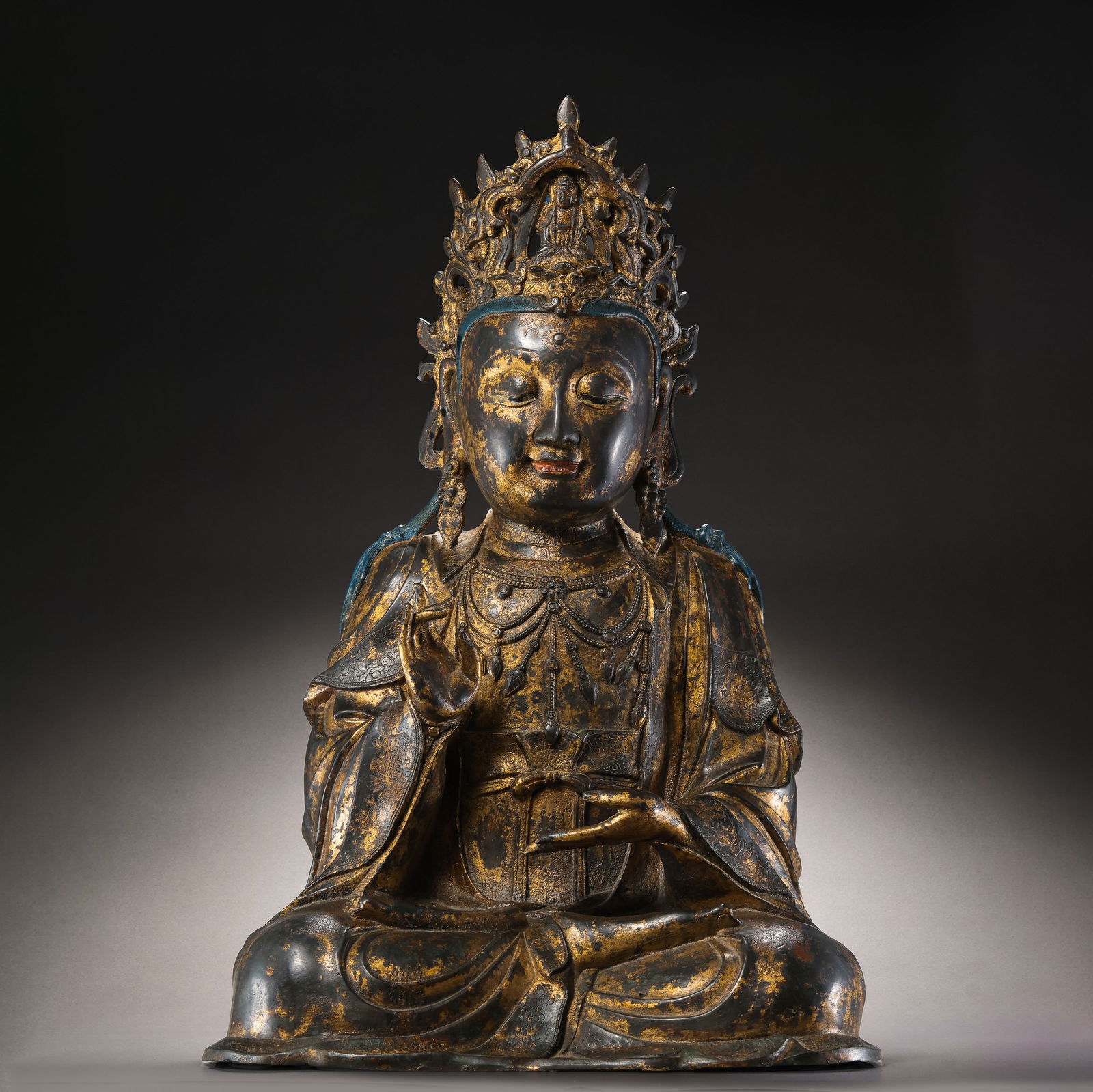 Chinese Ming Dynasty Gilt Bronze Seated Buddha Statue (1 of 12)