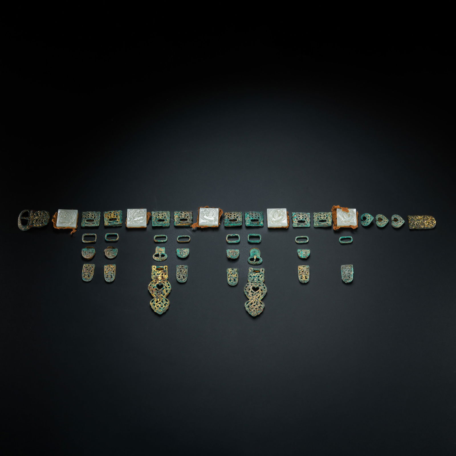 Gilt Bronze Belt Plaque with Hetian Jade from the Liao Dynasty, China (1 of 17)