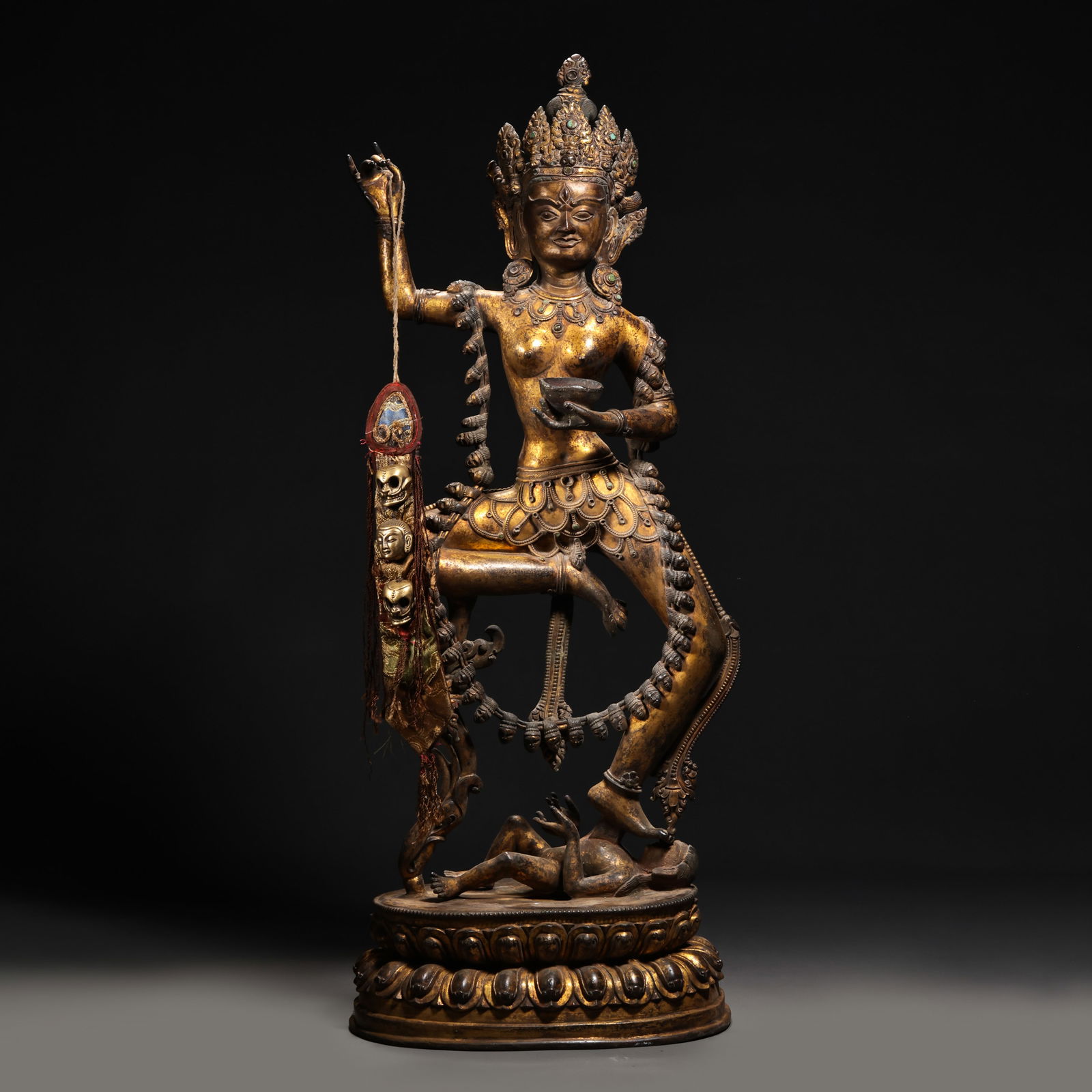Chinese Qing Dynasty Gilt Bronze Seated Buddha Statue: H. 68.5 cm. W. 26.5 cm. Weight. 10500 gram.