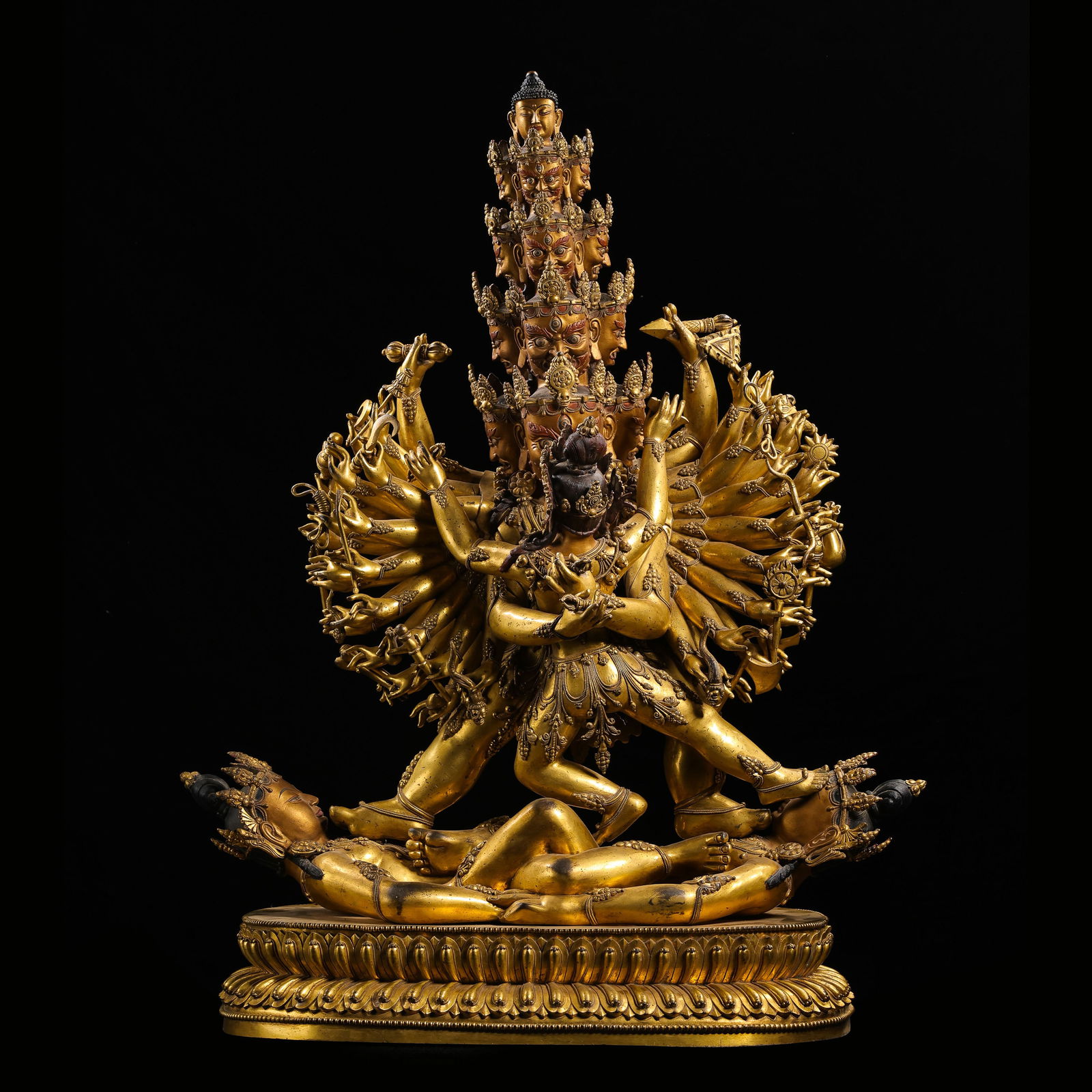 Gilt Bronze Buddhist Statue from the Yongle Period of the Ming Dynasty in China: H. 79 cm. W. 57 cm. Weight. 55000 gram.