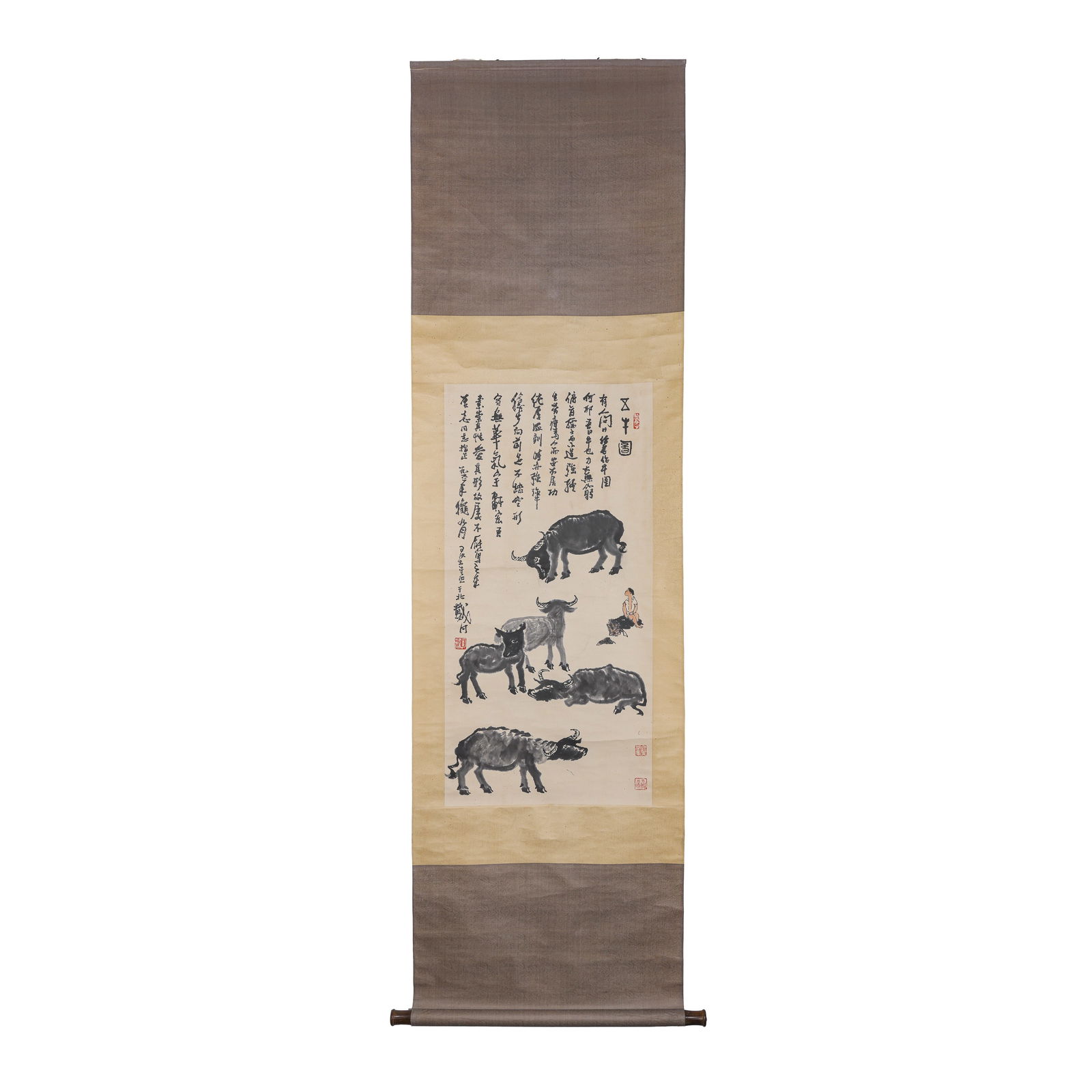 Five Oxen Painting: L. 96.5 cm. W. 48 cm.