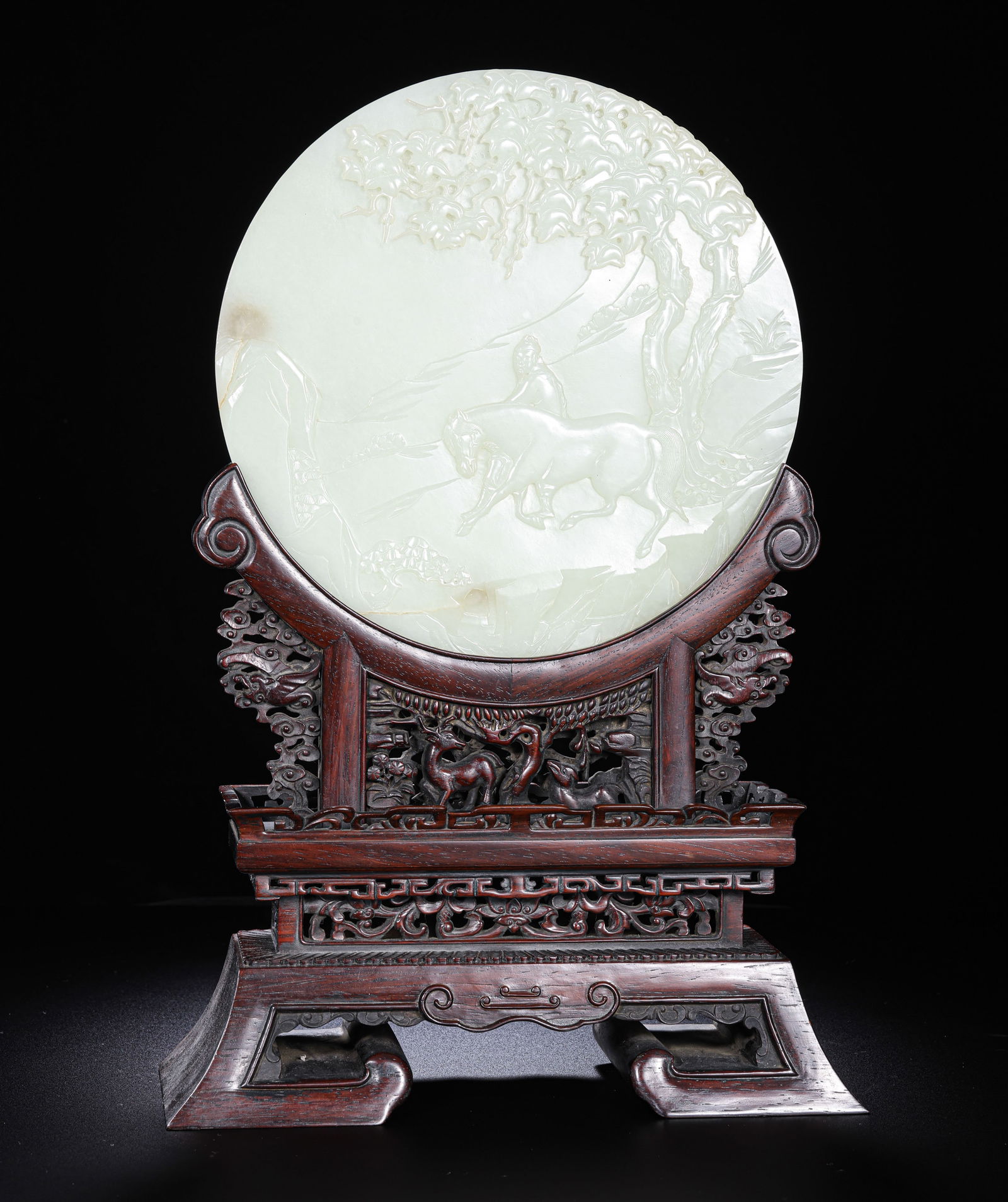 Chinese Qing Dynasty Hetian white jade screen (1 of 7)