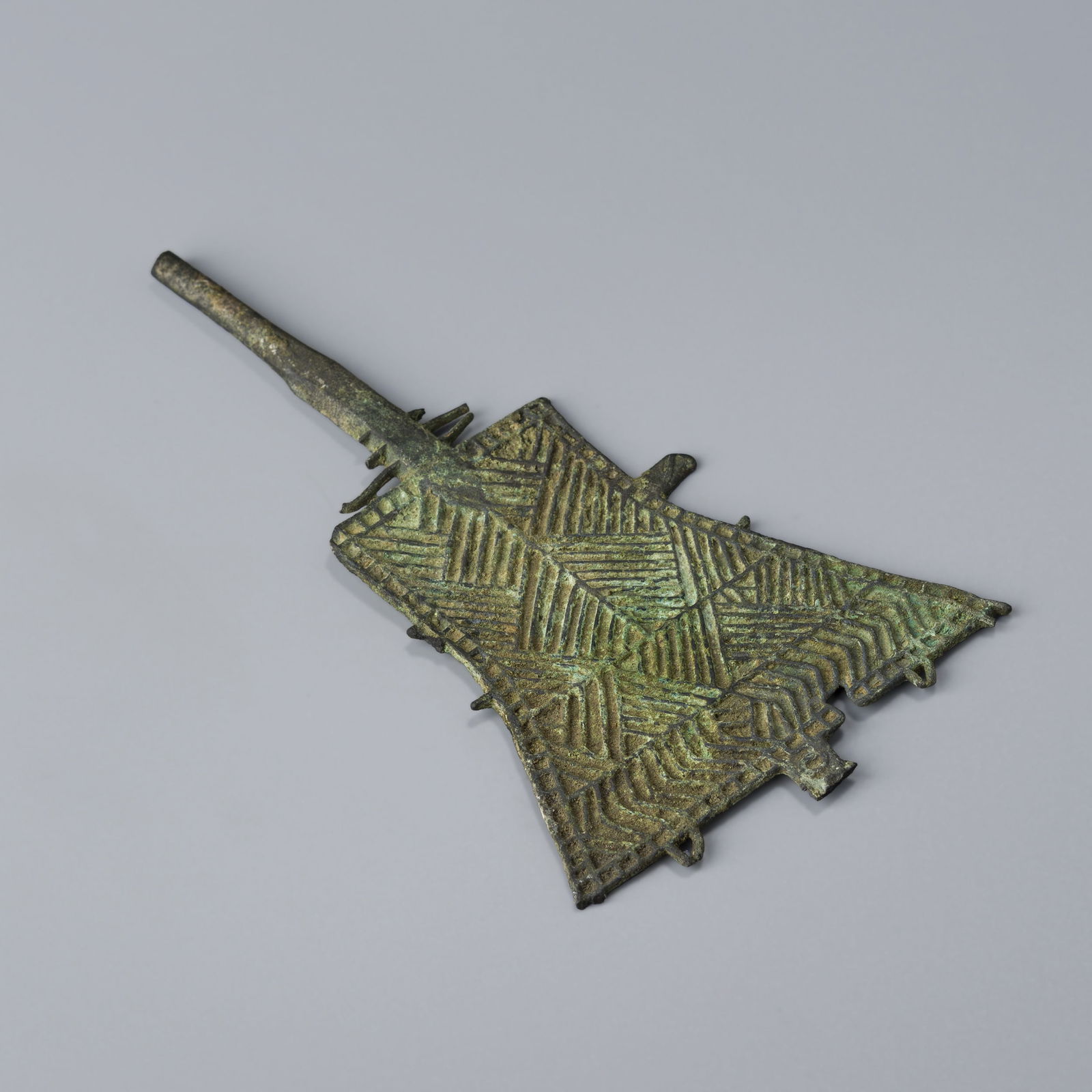 Ancient Nomadic Bronze Ritual Mirror with Geometric Pattern - 2