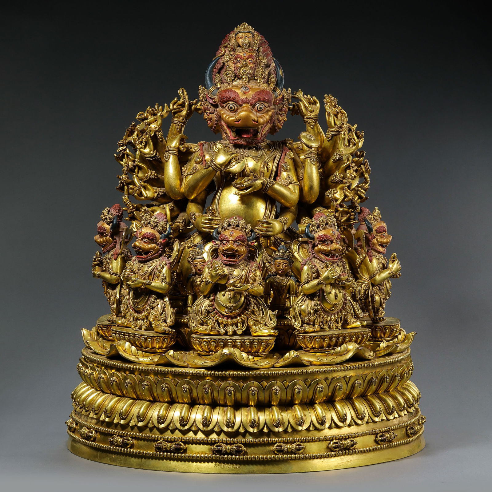 Gilt Bronze Buddhist Statue from the Yongle Period of the Ming Dynasty in China: H. 51 cm. W. 38 cm. Weight. 37650 gram.