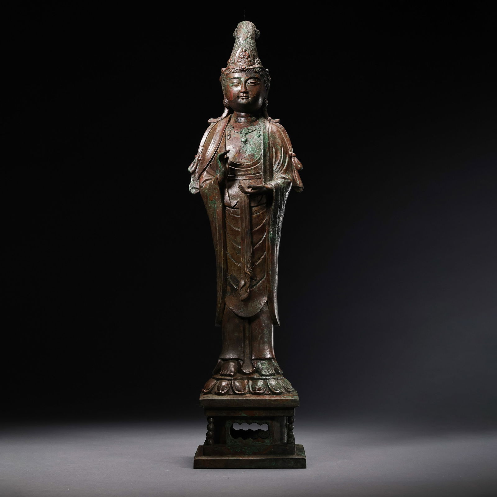 Ancient Chinese bronze standing Buddha statues (1 of 8)