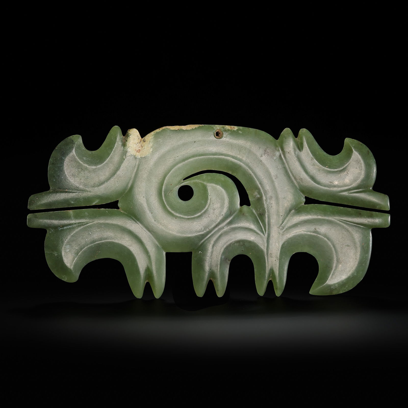 Jade Cloud Pendant from the Hongshan Culture of the Hongshan Period in China: L. 22 cm. W. 10 cm. Weight. 198 gram.