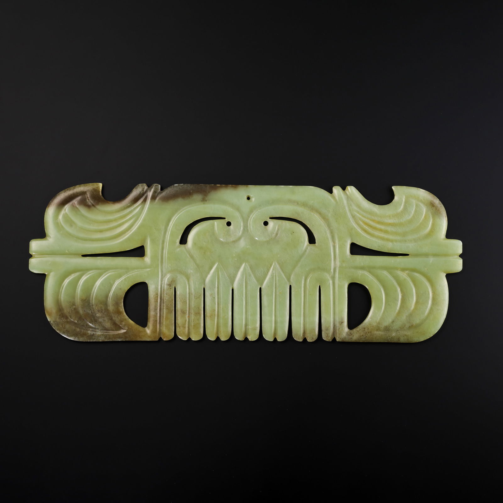 Jade Cloud Pendant from the Hongshan Culture of the Hongshan Period in China: L. 49 cm. W. 18 cm. Weight. 1205 gram.