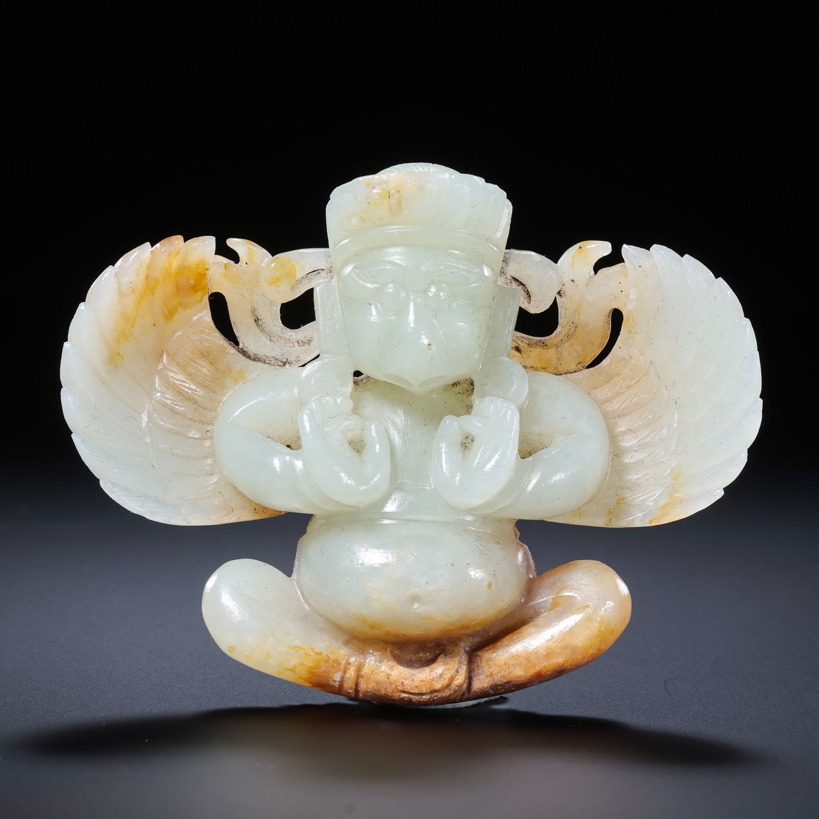 A seated Garuda jade statue from Hetian during the Liao Dynasty, China: /