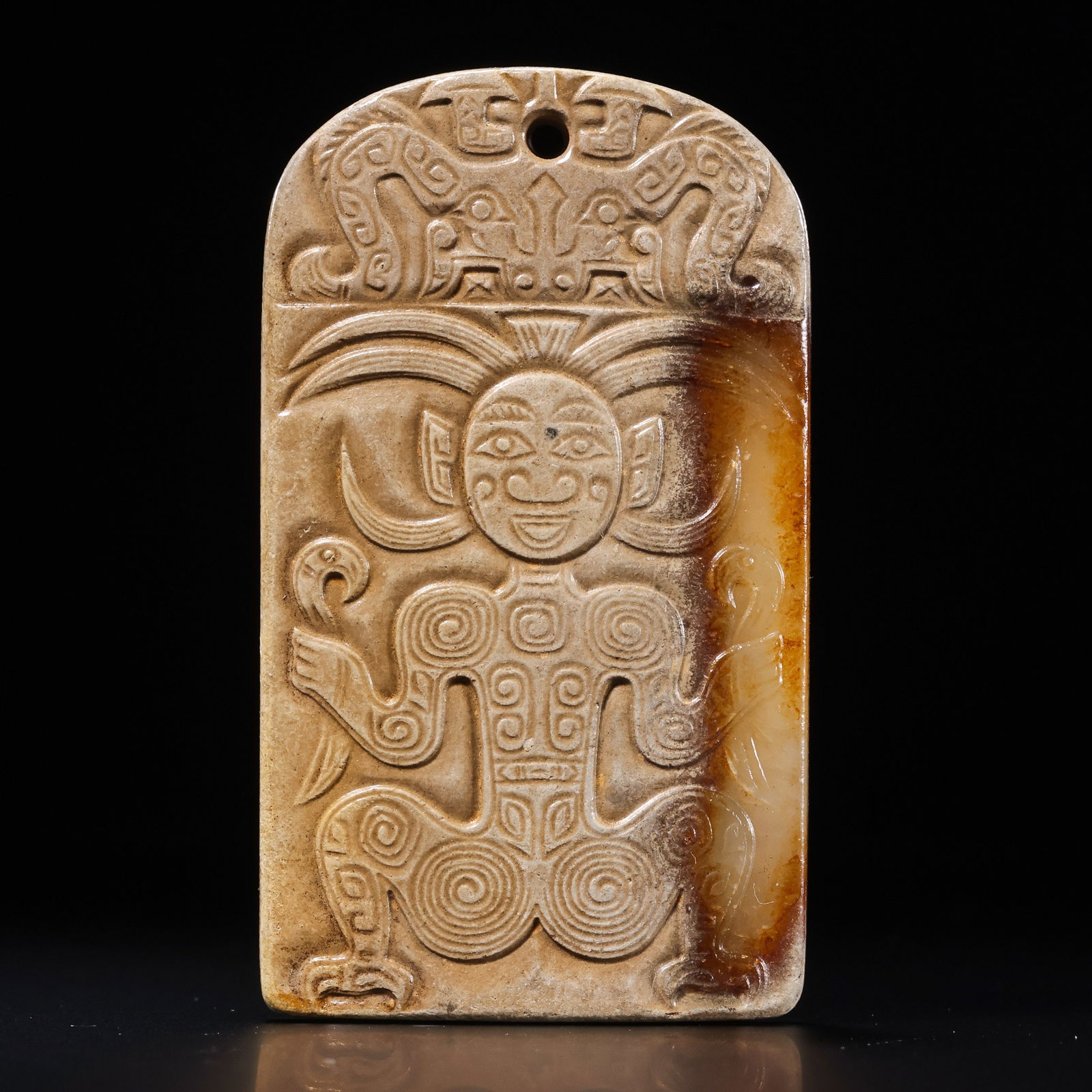 Jade figure pendant from the Western Zhou Dynasty in China: H. 5.5 cm. W. 3 cm. Weight. 28 gram.