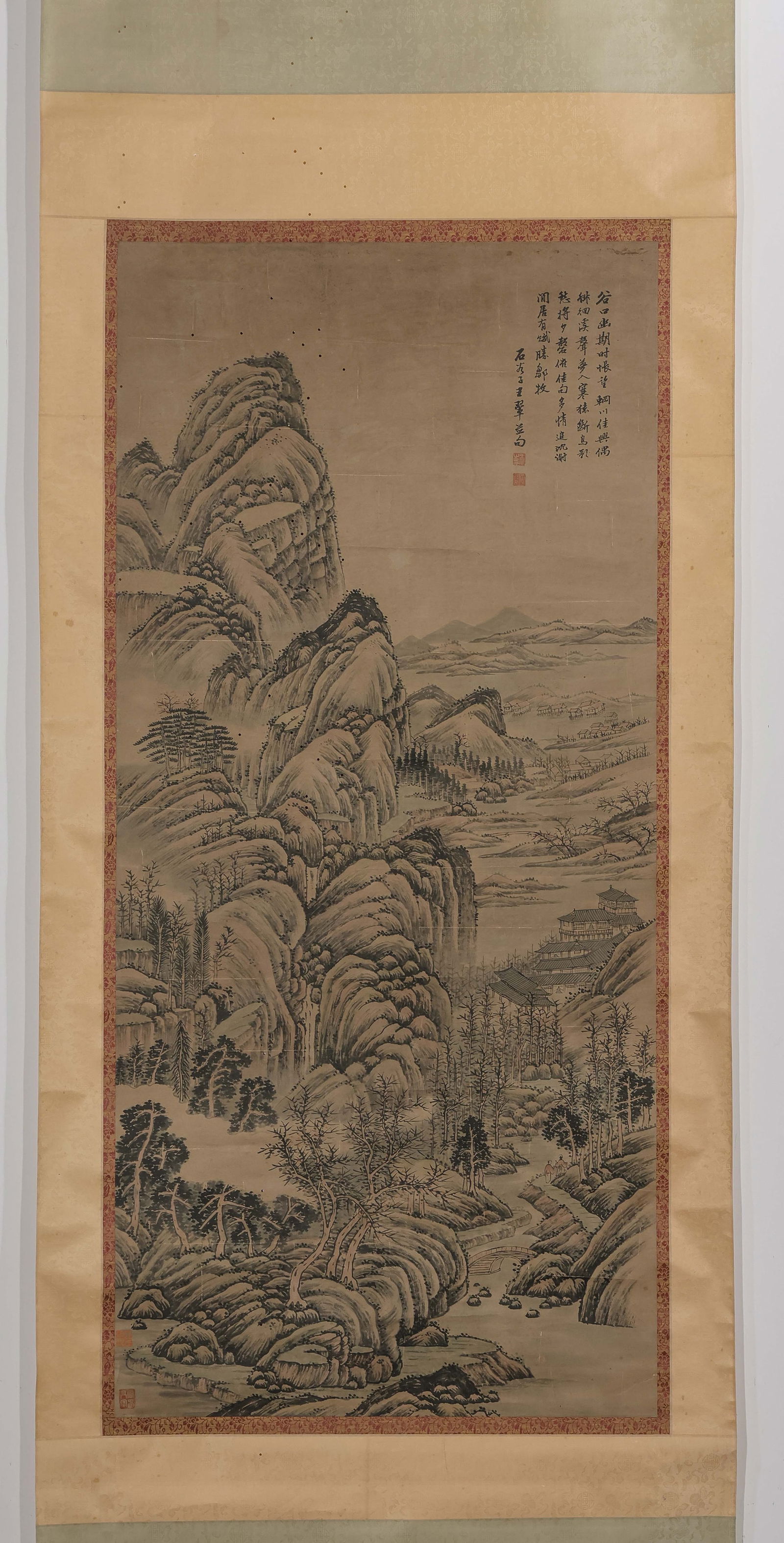 Landscape by Wang Hui: L. 141 cm. W. 66 cm.