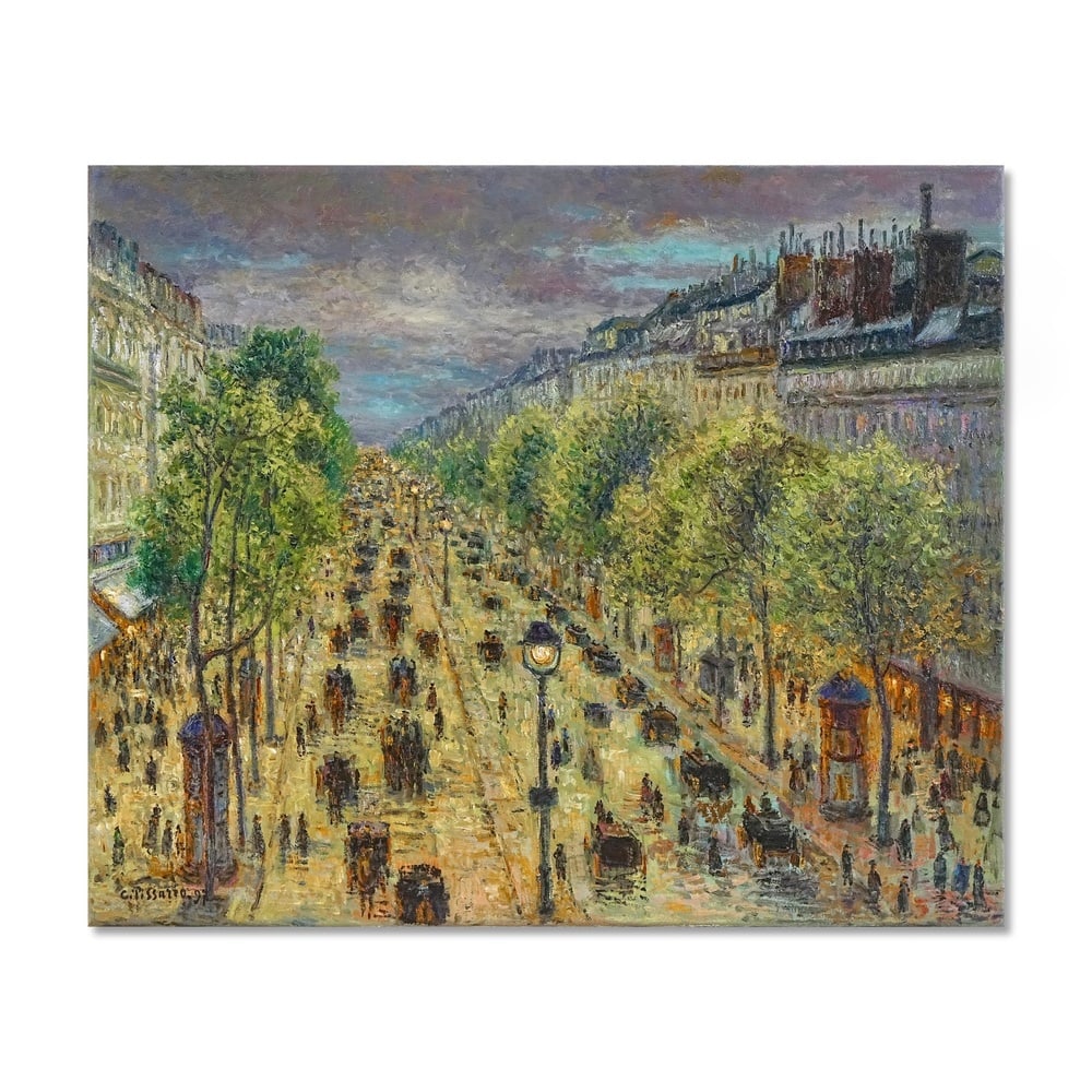 CAMILLE PISSARRO (1830-1903), ATTRIBUTED TO, OIL ON CANVAS: Signed (lower left) Image Dimensions: 24 x 29 in (61 x 73.5 cm) This painting comes with COA. "Boulevard Montmartre" (1897) by Camille Pissarro is a quintessential depiction of modern Paris during the
