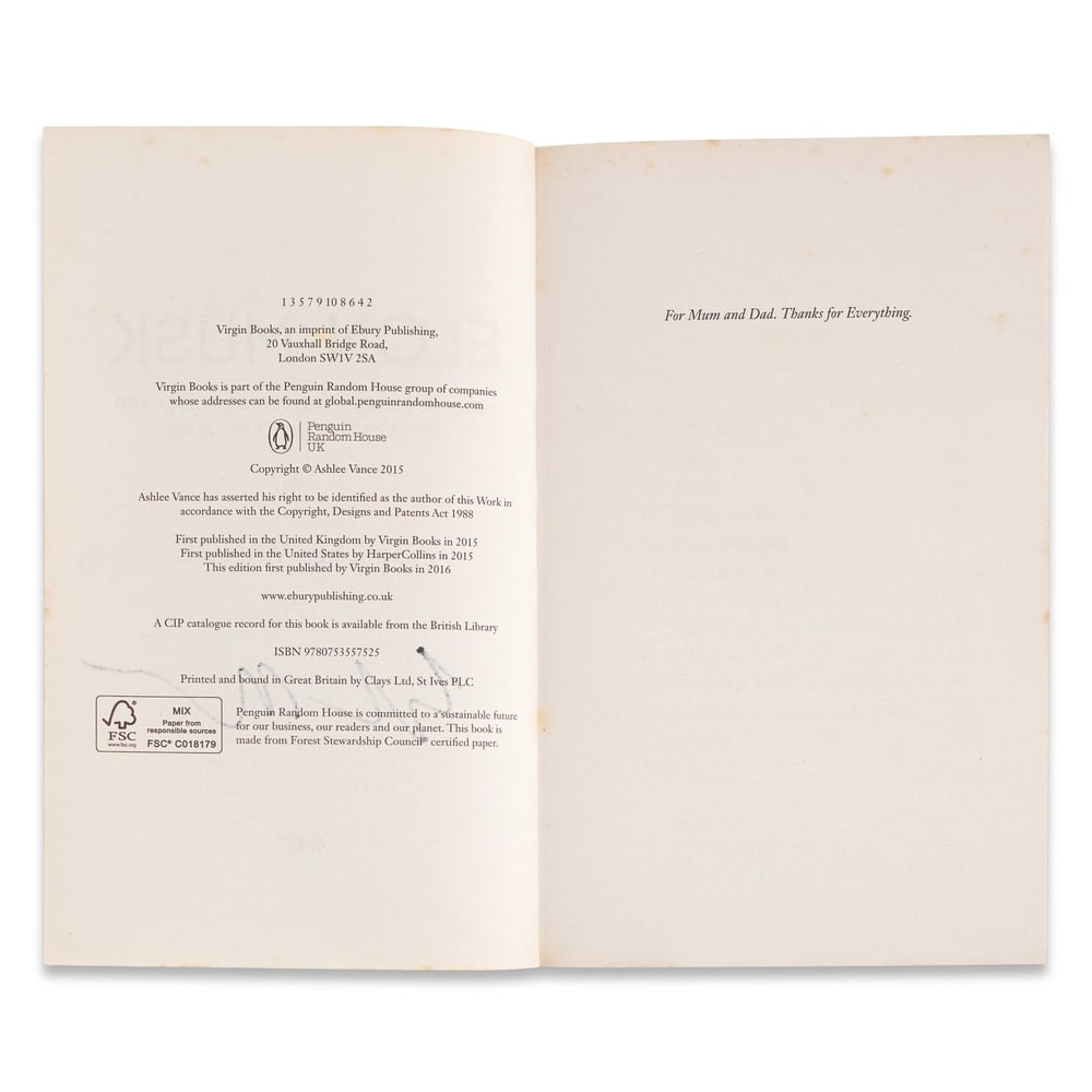 ELON MUSK SIGNED "ELON MUSK" FIRST EDITION FIRST PRINTING - 4