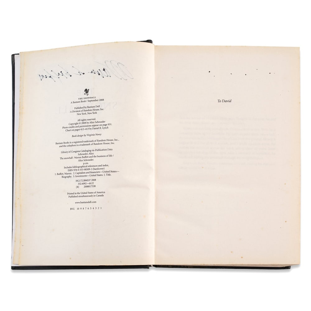 WARREN BUFFETT SIGNED "THE SNOWBALL: WARREN BUFFETT AND THE BUSINESS OF LIFE" FIRST EDITION FIRST - 4
