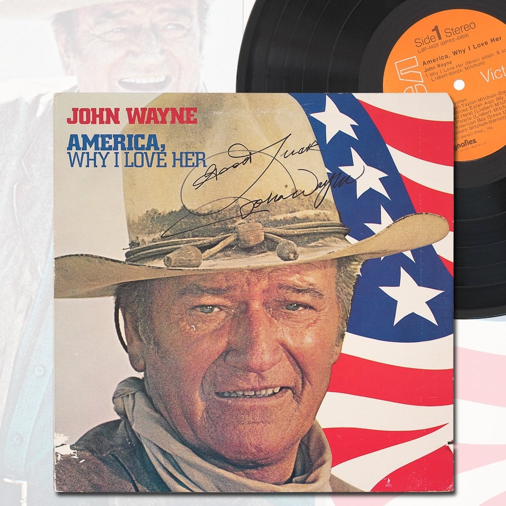 JOHN WAYNE SIGNED LP "AMERICA, WHY I LOVE HER" (1 of 5)