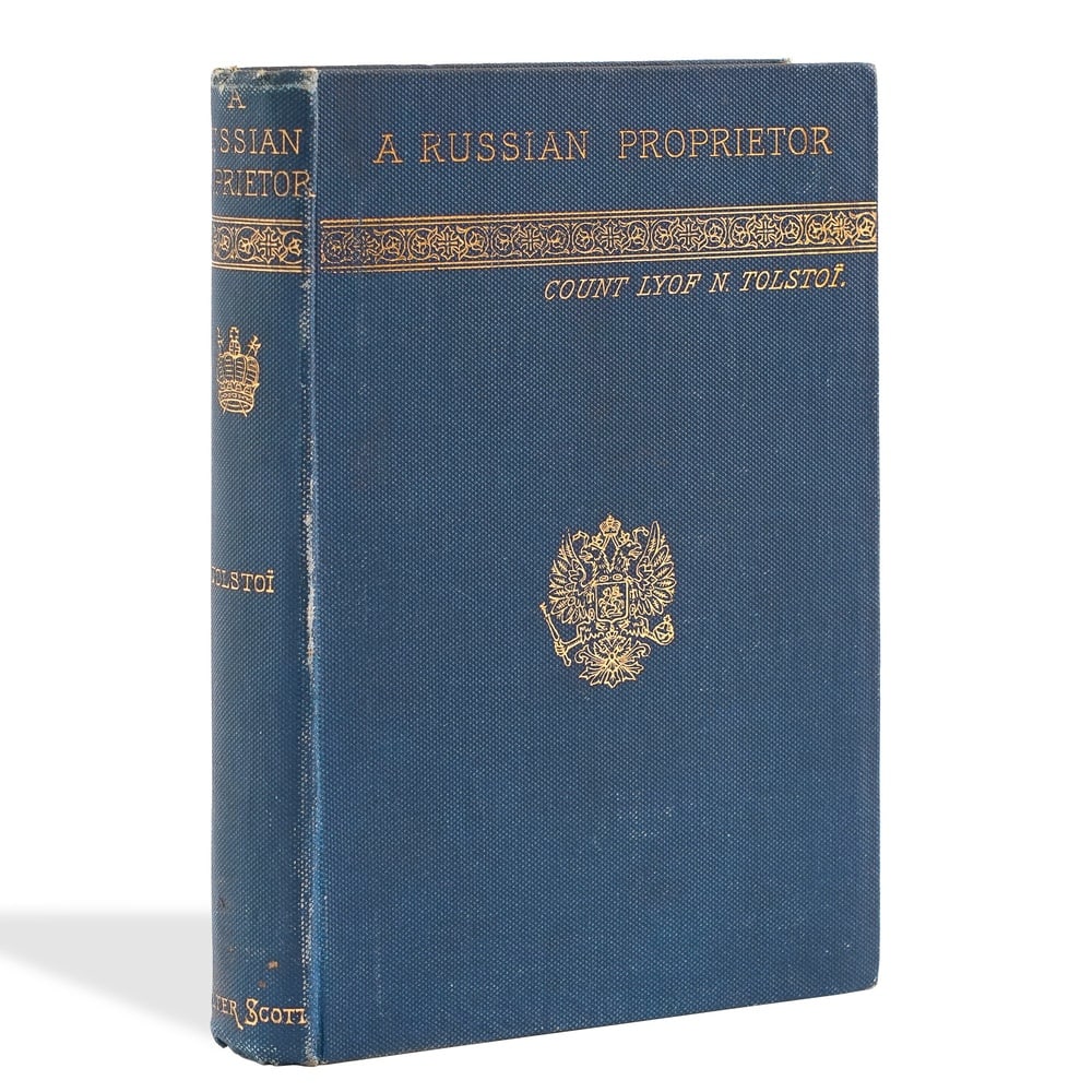 LEO TOLSTOY SIGNED "A RUSSIAN PROPRIETOR AND OTHER STORIES": 7 1/2 x 5 3/8 in (19.2 x 13.5 cm) Provenance and Authentication: This collectible has undergone a rigorous forensic evaluation. The signatures were carefully analyzed across multiple criteria,