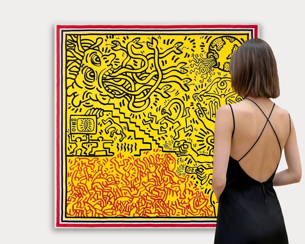 KEITH HARING (1958-1990), ATTRIBUTED TO, ACRYLIC ON CANVAS - 2