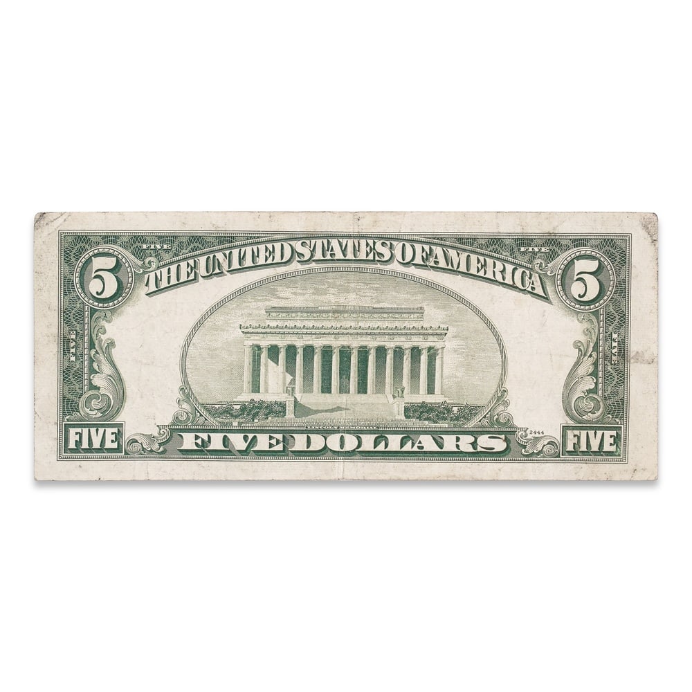 ERNEST HEMINGWAY SIGNED 1953A FIVE DOLLAR SILVER CERTIFICATE - 2