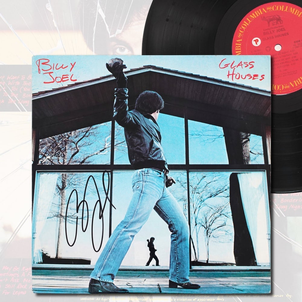 BILLY JOEL SIGNED "GLASS HOUSES" LP (COLUMBIA RECORDS EDITION): 12 1/4 x 12 1/4 in Provenance and Authentication: This collectible has undergone a rigorous forensic evaluation. The signatures were carefully analyzed across multiple criteria, including ink