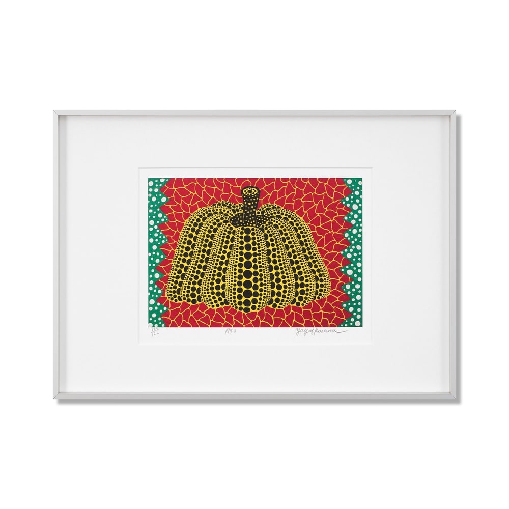 YAYOI KUSAMA (B.1929), SILKSCREEN PRINT: Signed (lower right) Image Dimensions: 9 5/8 x 7 1/4 in (24.5 x 18.5 cm) Framed Dimensions: 16 3/4 x 12 in (42.5 x 30.5 cm) Yayoi Kusama (b. 1929) stands as one of the most iconic and influential fema