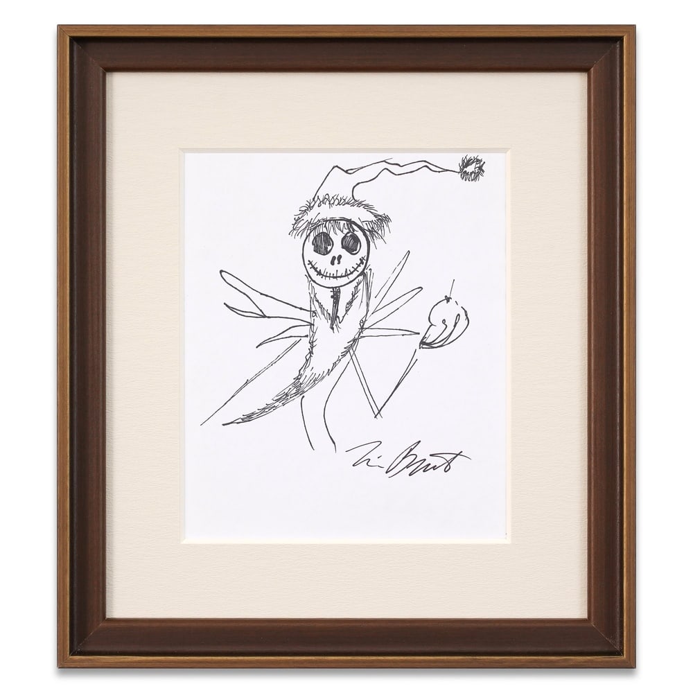 TIM BURTON SIGNED SKETCH: Image Dimensions: 8 3/4 x 7 1/4 in (22.3 x 18.5 cm) Framed Dimensions: 14 5/8 x 13 in (37 x 33 cm) Provenance and Authentication: This collectible has undergone a rigorous forensic evaluation. The sig