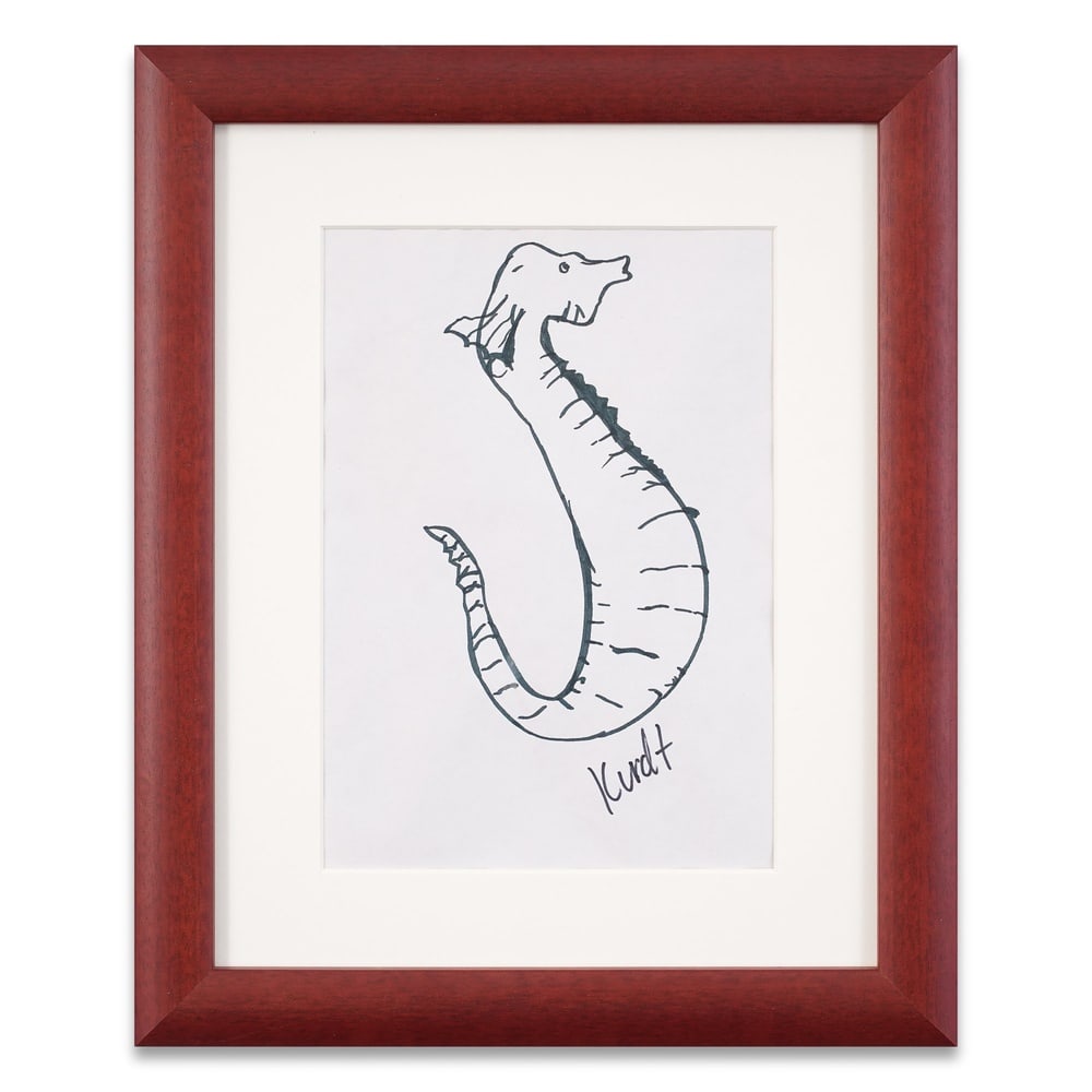 KURT COBAIN SIGNED DRAWING: Image Dimensions: 11 3/8 x 7 7/8 in (29 x 20 cm) Framed Dimensions: 17 7/8 x 14 5/8 in (45.5 x 37 cm) Provenance and Authentication: This collectible has undergone a rigorous forensic evaluation. The