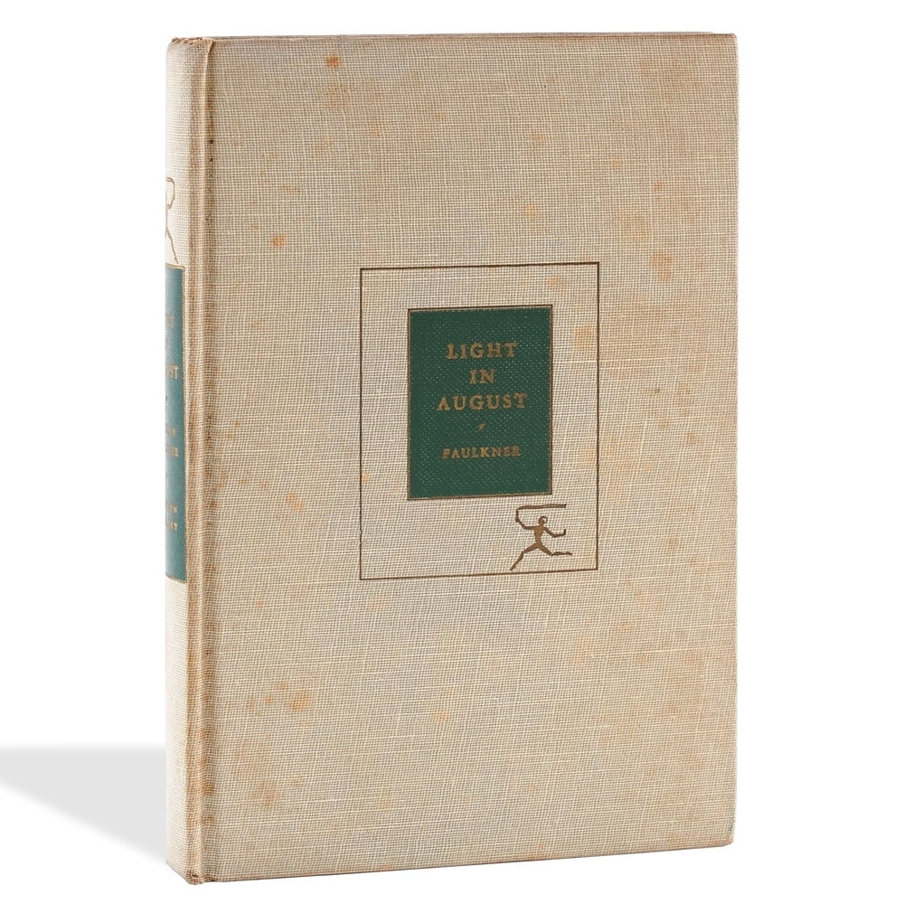 WILLIAM FAULKNER SIGNED "LIGHT IN AUGUST": 7 1/4 x 4 7/8 in (18.3 x 12.5 cm) Provenance and Authentication: This collectible has undergone a rigorous forensic evaluation. The signatures were carefully analyzed across multiple criteria,