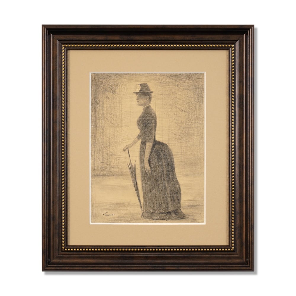 GEORGES SEURAT (1859-1891), ATTRIBUTED TO, CONTÉ CRAYON ON PAPER: Signed (lower left) Image Dimensions: 12 1/4 x 9 3/8 in (31.2 x 23.8 cm) Framed Dimensions: 19 3/4 x 16 3/4 in (50 x 42.5 cm) This painting comes with COA. Georges Seurat remains one of the most intel