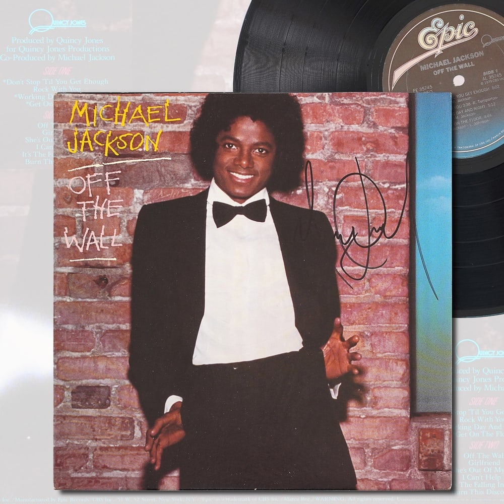 MICHAEL JACKSON SIGNED "OFF THE WALL" LP: 12 1/4 x 12 1/4 Provenance and Authentication: This collectible has undergone a rigorous forensic evaluation. The signatures were carefully analyzed across multiple criteria, including ink
