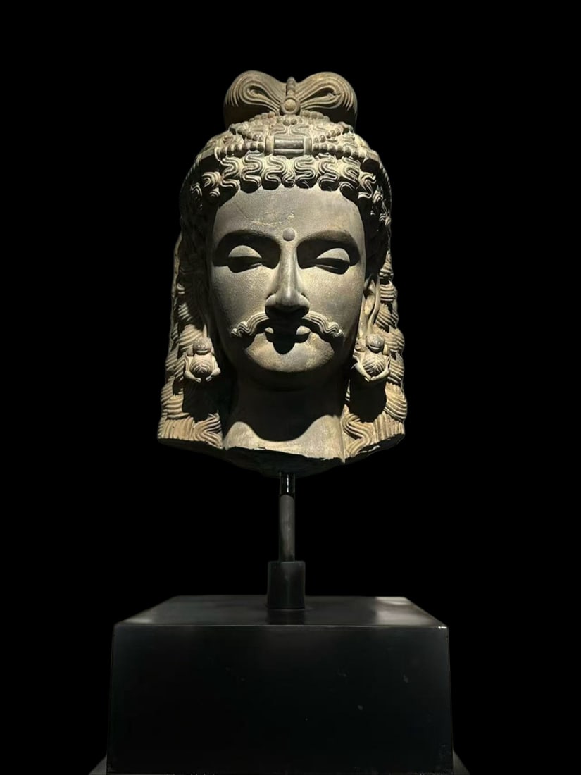 2nd century AD, Gandhara blue stone Buddha head (1 of 4)