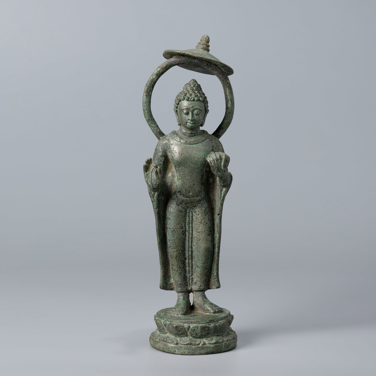 West Asian bronze standing Buddha statue (1 of 6)
