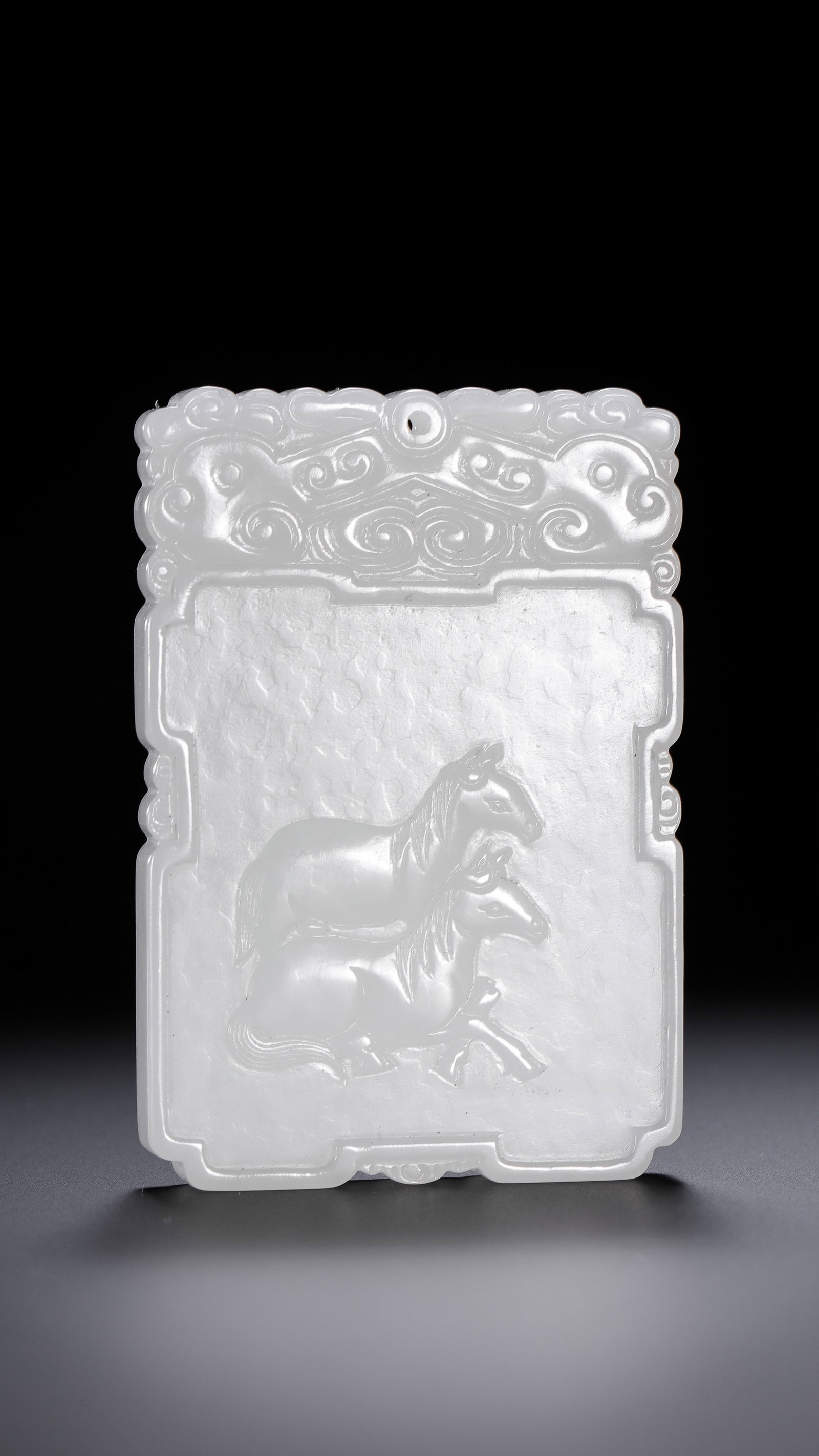 Chinese Qing Dynasty Hetian white jade Zigan plaque: L. 6.2 cm. W. 4.7 cm. Weight. 53 gram.