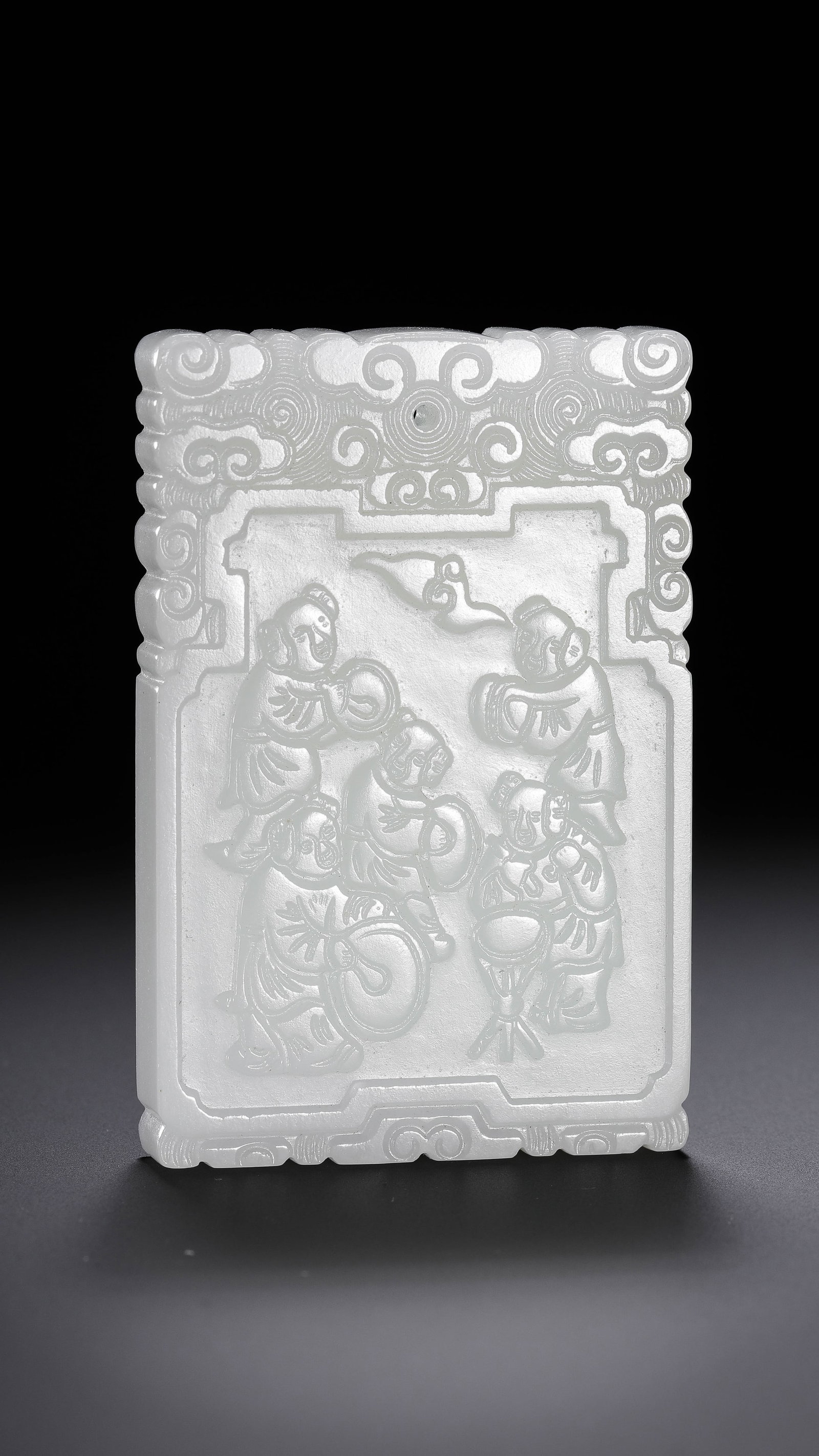 Chinese Qing Dynasty Hetian white jade Zigan plaque (1 of 12)