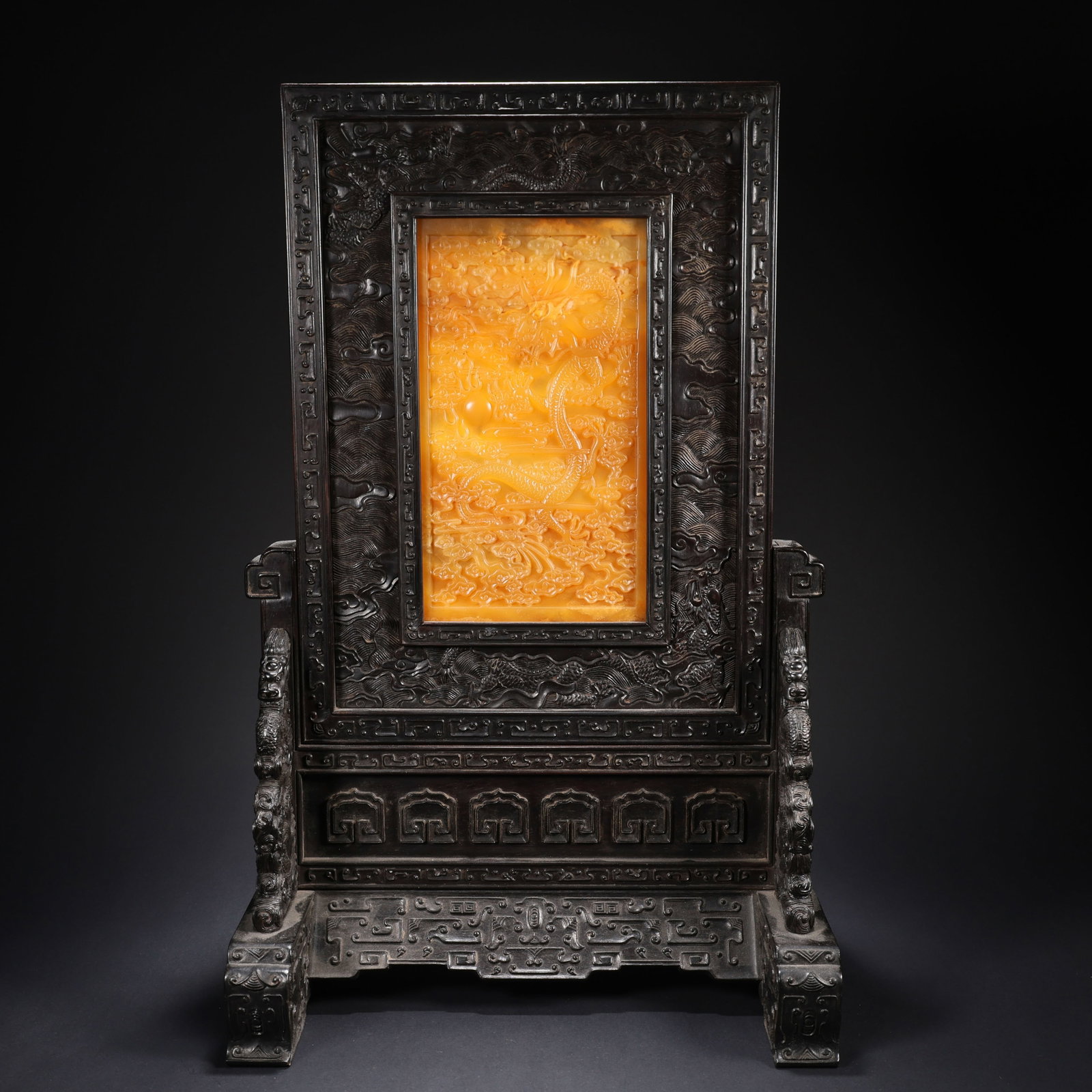 Chinese Qing Dynasty Tianhuang Stone Screen: L. 28.2 cm. W. 19 cm. H. 45 cm. Weight. 3211 gram.