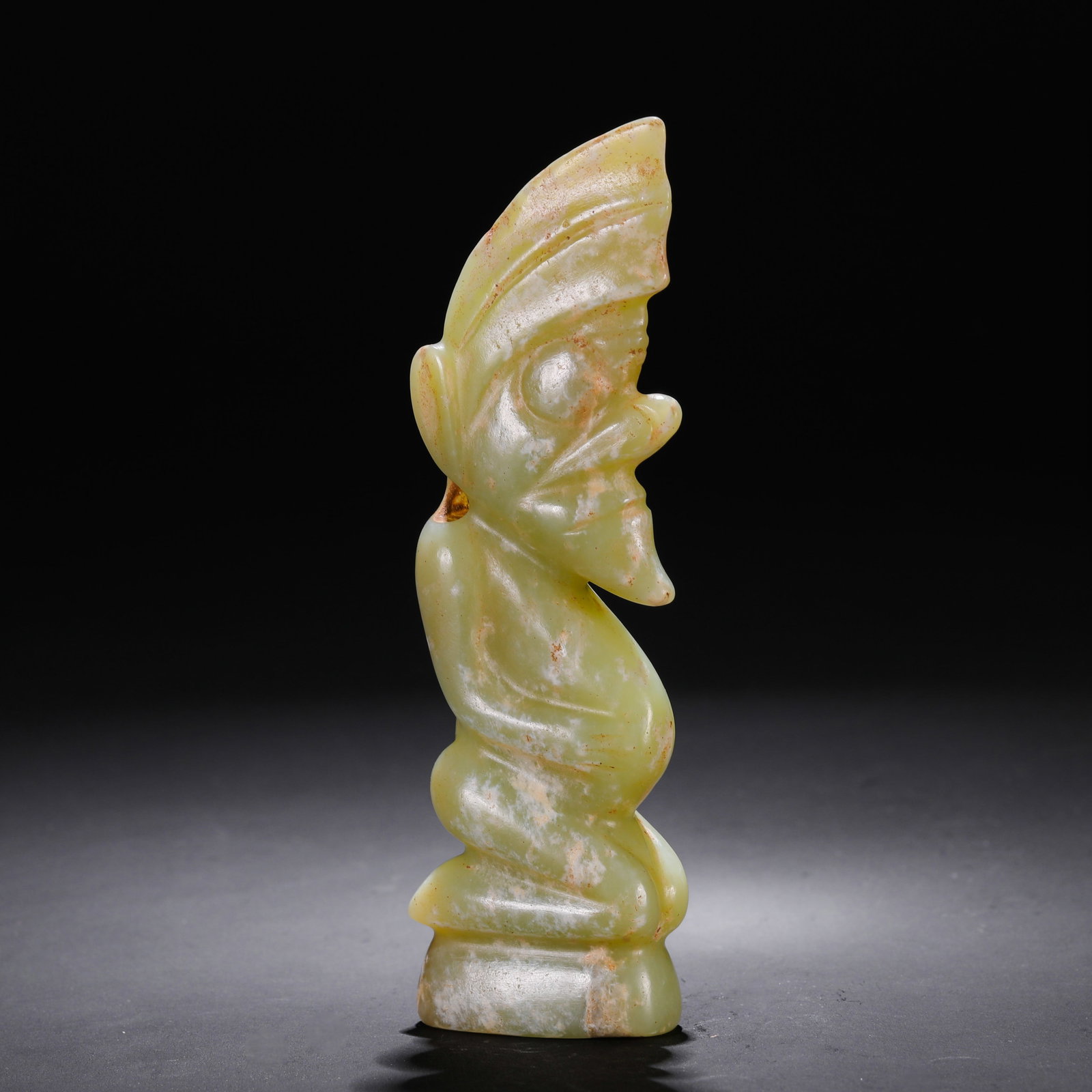 Jade artifacts from the Hongshan Culture period in China: H. 13 cm. W. 4 cm. Weight. 173 gram.