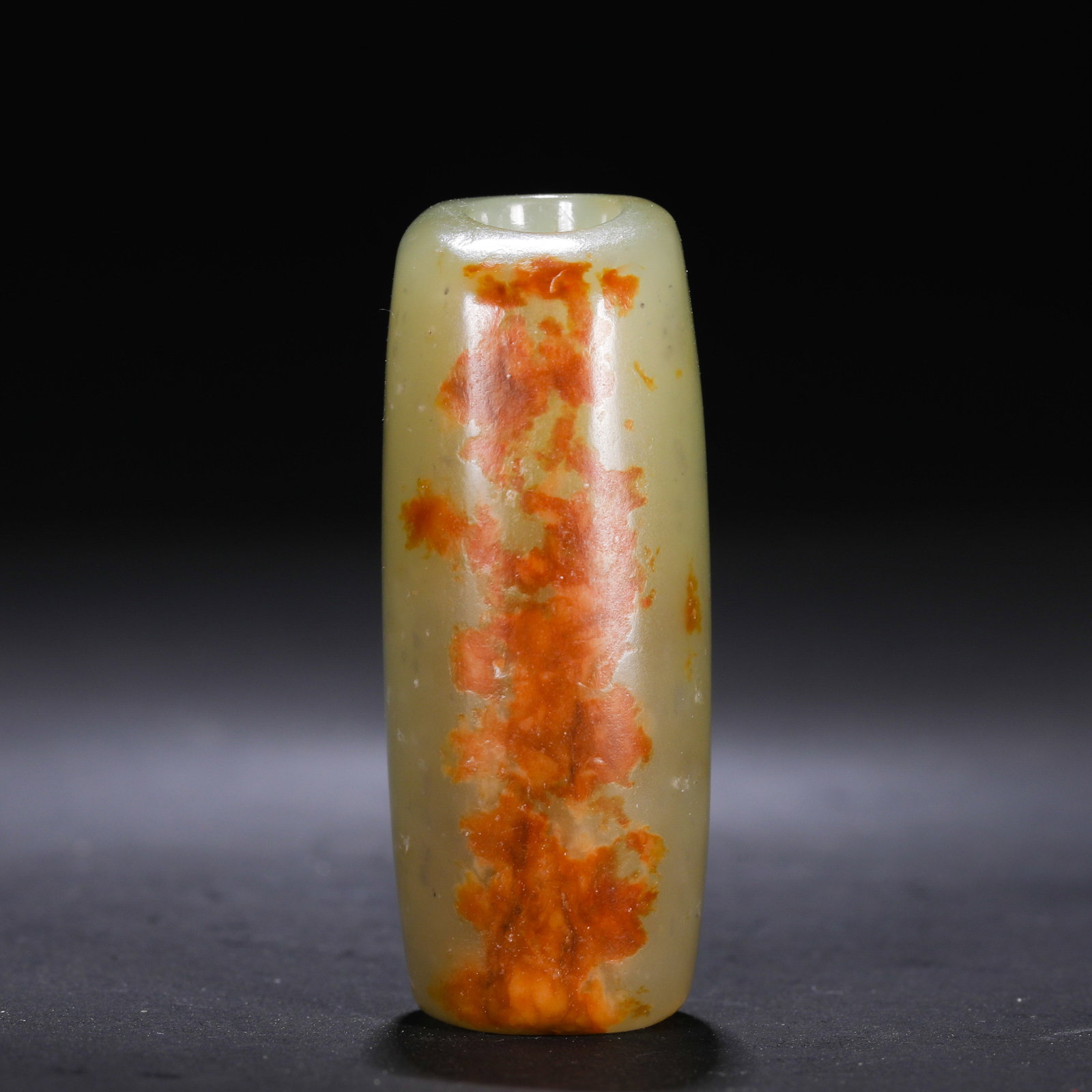 Jade from the Hongshan Culture during the Hongshan Period in China: L. 4.8 cm. W. 2 cm. Weight. 37 gram.