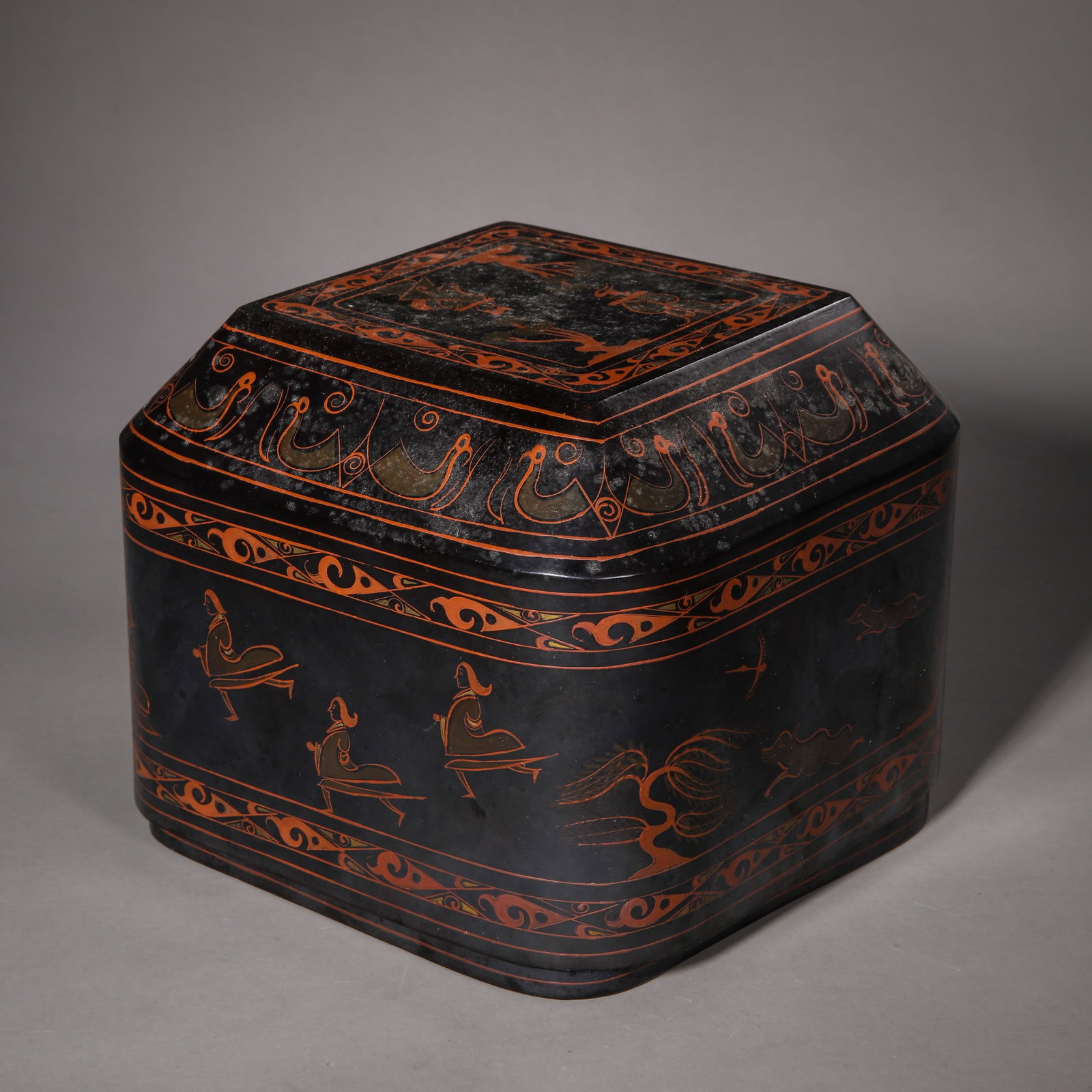 Chinese Han Dynasty wooden painted lid box (1 of 6)